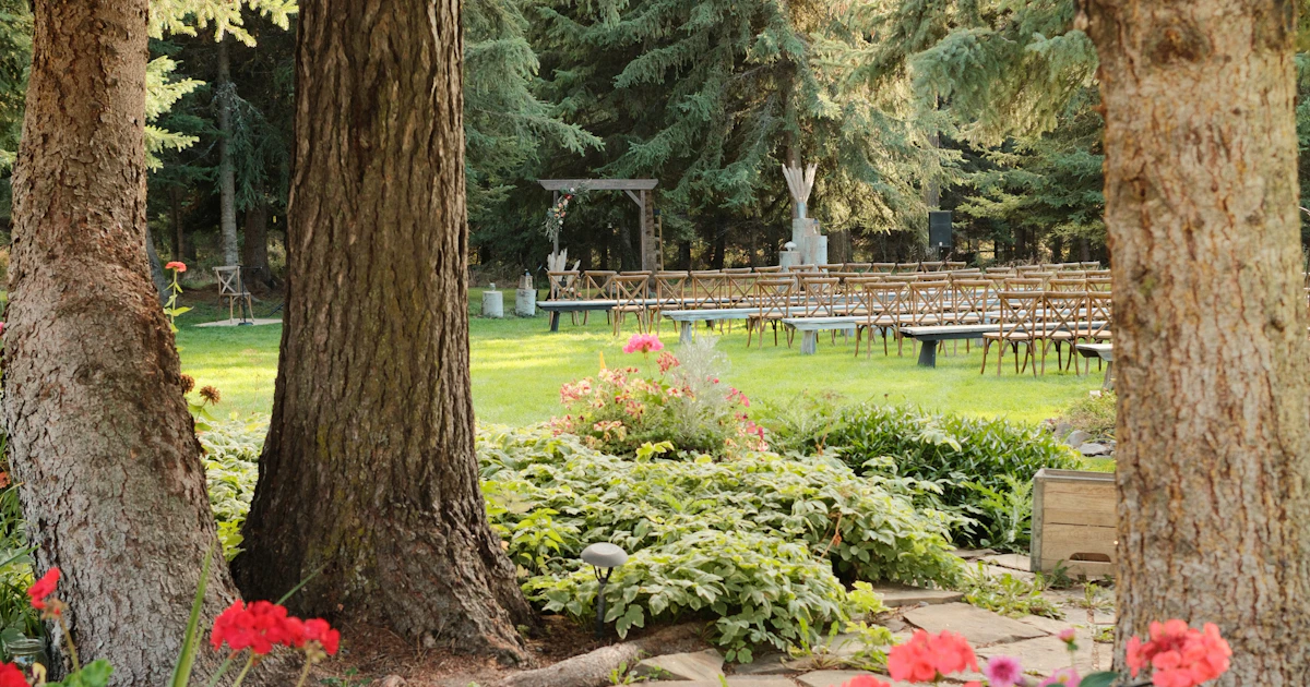 Venčanje na otvorenom u prirodi sa cvetnom dekoracijom